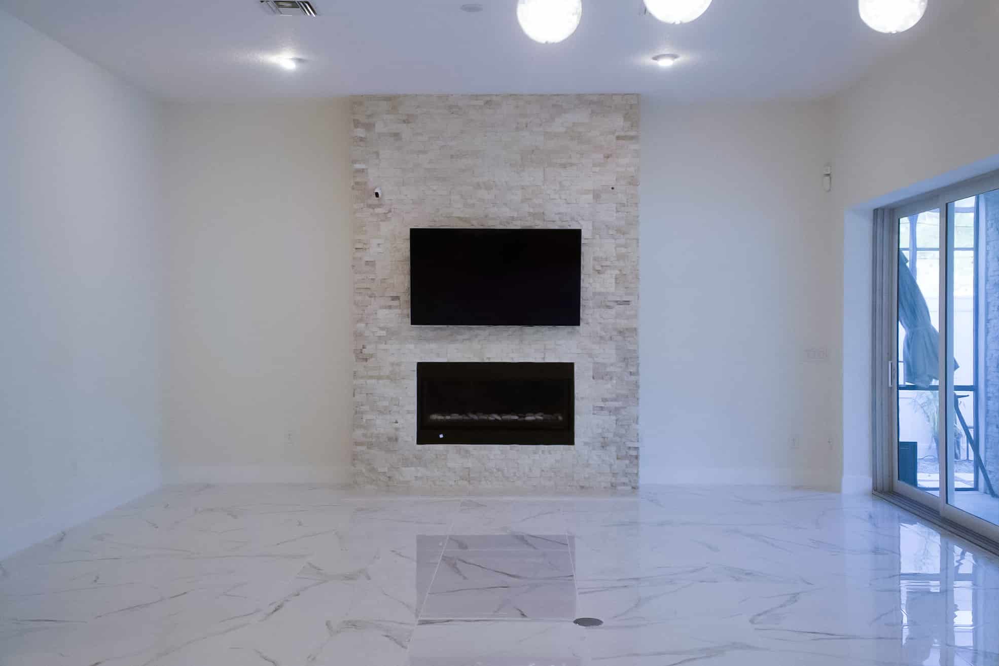 stone veneer fireplace surround