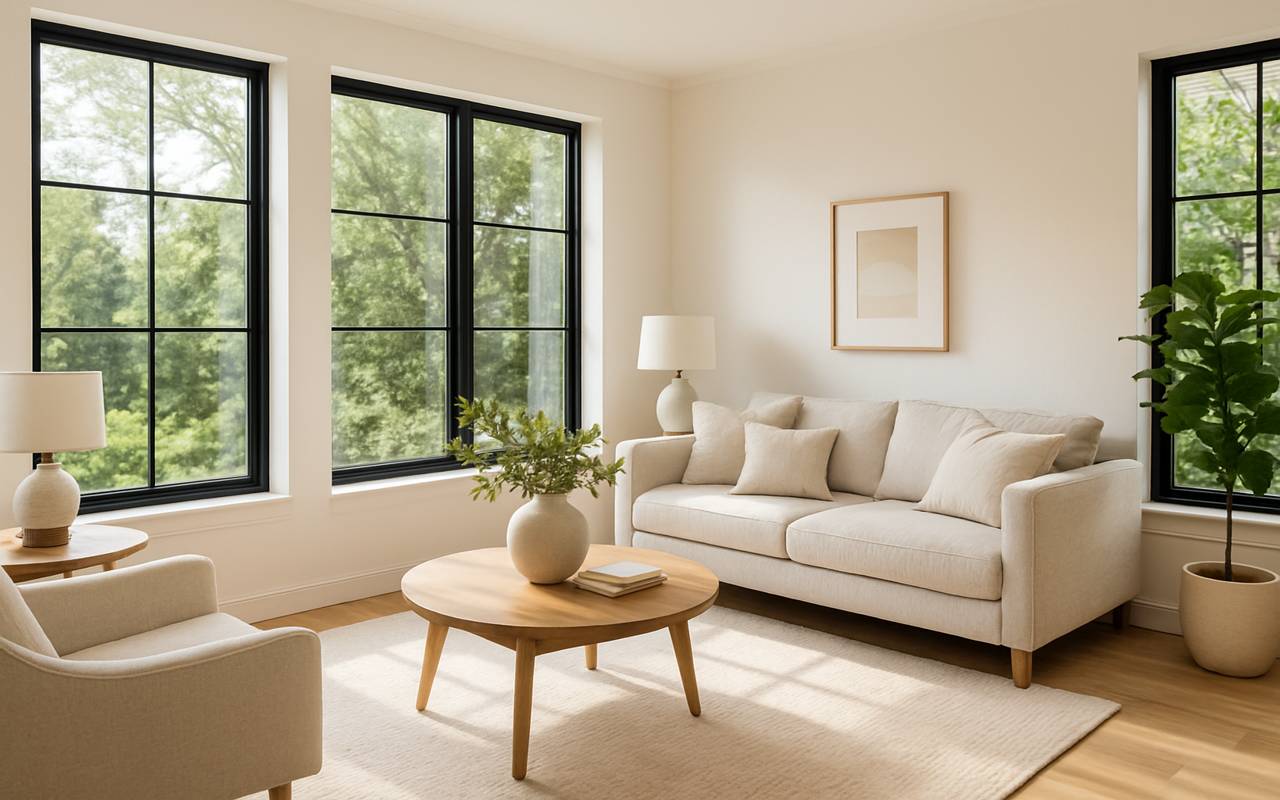 quality windows in modern bright living room